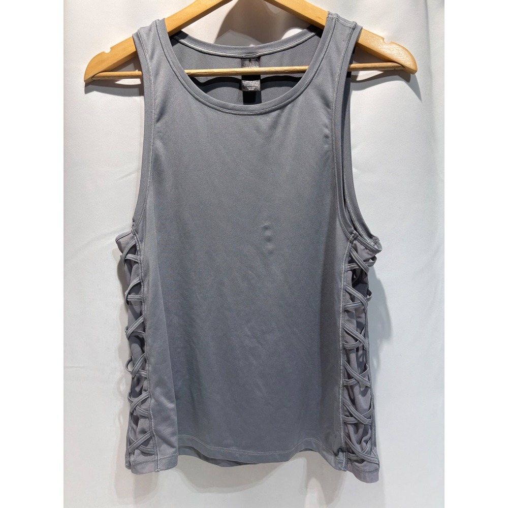 Victoria Sport Tank Top Women XS Grey Side Lattice Strappy Mesh Activewear